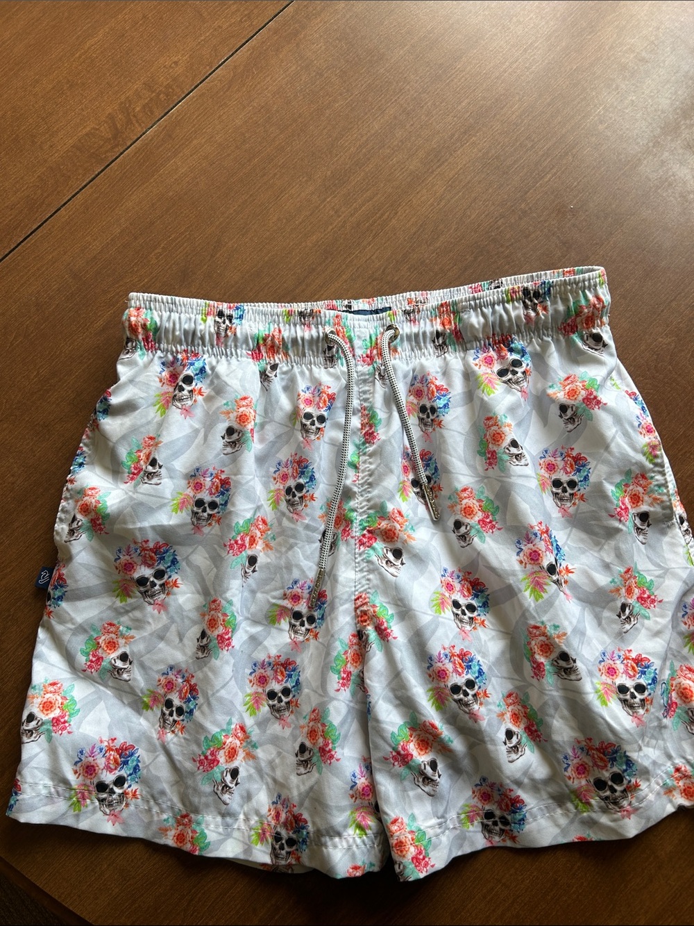 Men's size XL Floral Skull Print Swim Trunks